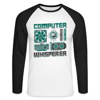 Computer Whisperer IT Support - Unisex Long Sleeve Baseball T-Shirt - white/black - Front - Nik (191cm)