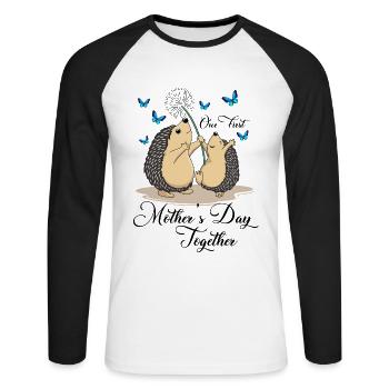 Our First Mothers Day Together - Unisex Baseballshirt langarm - Weiß/Schwarz - Vorne - Nik (191cm)