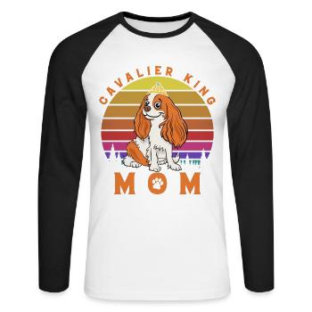 Cavalier King Mom - Unisex Baseballshirt langarm - Weiß/Schwarz - Vorne - Nik (191cm)