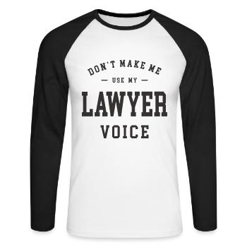 Ne me faites pas utiliser la voix de mon avocat - T-shirt baseball manches longues Homme - blanc/noir - Devant - Nik (191cm)