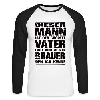 Brauer - Unisex Baseballshirt langarm - Weiß/Schwarz - Vorne - Nik (191cm)