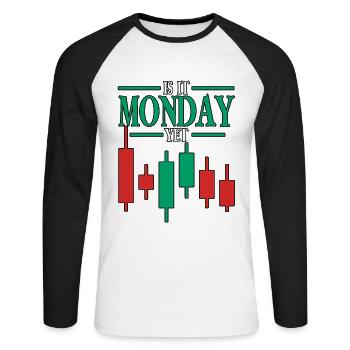 Est-ce lundi encore Blockchain Crypto Trading - T-shirt baseball manches longues Homme - blanc/noir - Devant - Nik (191cm)