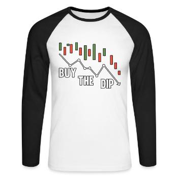 Acheter le Dip Candle Stick Cypto Stock Trader - T-shirt baseball manches longues Homme - blanc/noir - Devant - Nik (191cm)