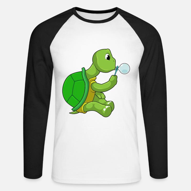 Turtle with soap bubbles - Unisex Long Sleeve Baseball T-Shirt - white/black