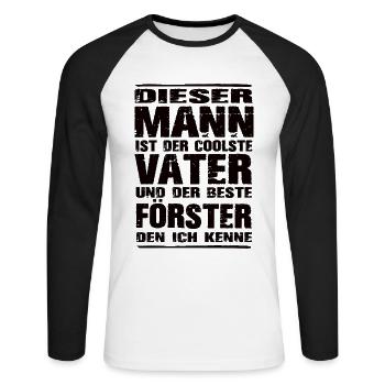 Förster - Unisex Baseballshirt langarm - Weiß/Schwarz - Vorne - Nik (191cm)