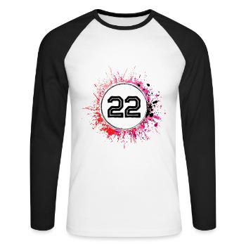 22 Nombre d’objets blob - T-shirt baseball manches longues Homme - blanc/noir - Devant - Nik (191cm)