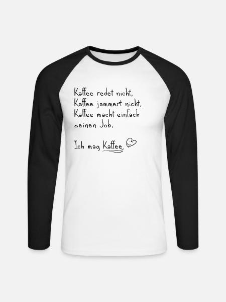 Ich mag Kaffee - Unisex Baseballshirt langarm - Weiß/Schwarz