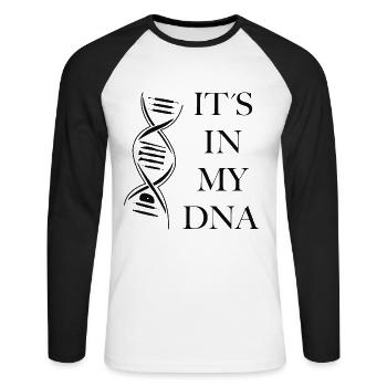 Töpfern ist in meiner DNA - Unisex Baseballshirt langarm - Weiß/Schwarz - Vorne - Nik (191cm)