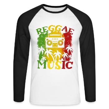 Reggae Music Design pour les amateurs de musique reggae - T-shirt baseball manches longues Homme - blanc/noir - Devant - Nik (191cm)