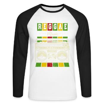 Reggae Music Design pour les amateurs de musique reggae - T-shirt baseball manches longues Homme - blanc/noir - Devant - Nik (191cm)