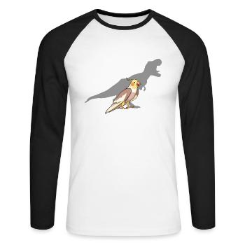 Schreiender Papagei Lustiger Nymphensittich - Nymphensittich - Unisex Baseballshirt langarm - Weiß/Schwarz - Vorne - Nik (191cm)