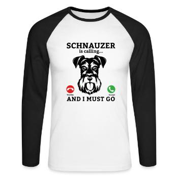 Schnauzer Chien Miniature Schnauzer Géant Schnauzer - T-shirt baseball manches longues Homme - blanc/noir - Devant - Nik (191cm)