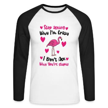 Flamingo Pink Flamingo Flamingo Gift - Unisex Long Sleeve Baseball T-Shirt - white/black - Front - Nik (191cm)