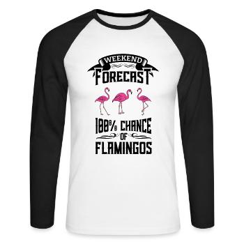 Flamingo Pink Flamingo Flamingo Gift - Unisex Long Sleeve Baseball T-Shirt - white/black - Front - Nik (191cm)
