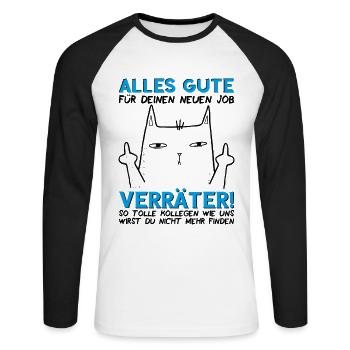 Abschied Kollege Abschiedsgeschenk Jobwechsel - Unisex Baseballshirt langarm - Weiß/Schwarz - Vorne - Nik (191cm)