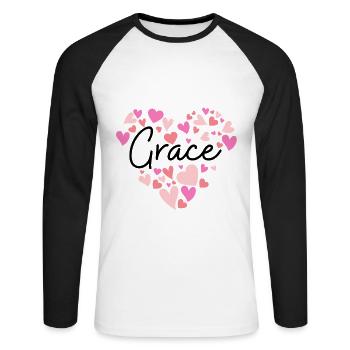 J’aime Grace - T-shirt baseball manches longues Homme - blanc/noir - Devant - Nik (191cm)