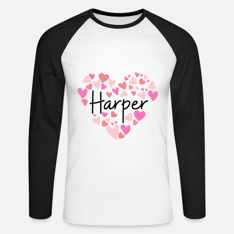 Ich liebe Harper - Unisex Baseballshirt langarm - Weiß/Schwarz