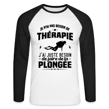 J'ai juste besoin de faire de la plongée - T-shirt baseball manches longues Homme - blanc/noir - Devant - Nik (191cm)