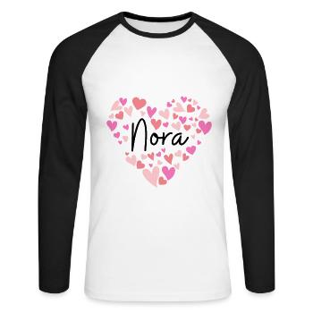 Ich liebe Nora - Unisex Baseballshirt langarm - Weiß/Schwarz - Vorne - Nik (191cm)