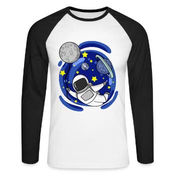 Astronaut Moon Balloon - Unisex Long Sleeve Baseball T-Shirt - white/black - Front - Nik (191cm)