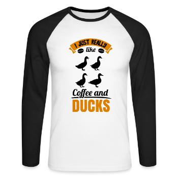Ente Quitscheente Erpel Enten Gelbe Gummiente - Unisex Baseballshirt langarm - Weiß/Schwarz - Vorne - Nik (191cm)