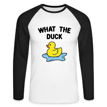 Ente Quitscheente Erpel Enten Gelbe Gummiente - Unisex Baseballshirt langarm - Weiß/Schwarz - Vorne - Nik (191cm)