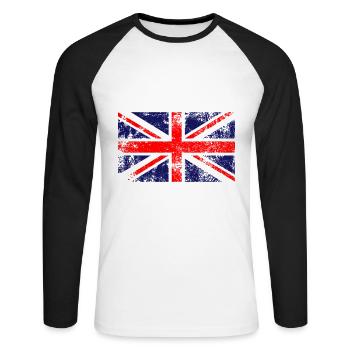 Union Jack Flag | UK Flag | British Flag - Unisex Long Sleeve Baseball T-Shirt - white/black - Front - Nik (191cm)