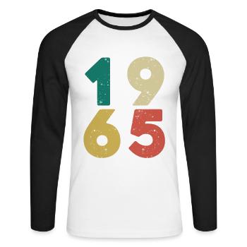 1965 - Millésime 1965 Rétro Vintage - T-shirt baseball manches longues Homme - blanc/noir - Devant - Nik (191cm)