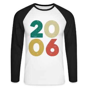 2006 - Millésime 2006 Rétro Vintage - T-shirt baseball manches longues Homme - blanc/noir - Devant - Nik (191cm)