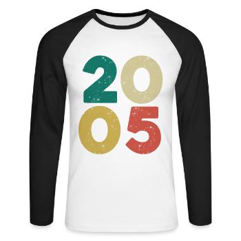 2005 - Millésime 2005 Rétro Vintage - T-shirt baseball manches longues Homme - blanc/noir - Devant - Nik (191cm)