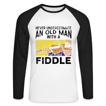 Violinist Old Man - Unisex Long Sleeve Baseball T-Shirt - white/black - Front - Nik (191cm)