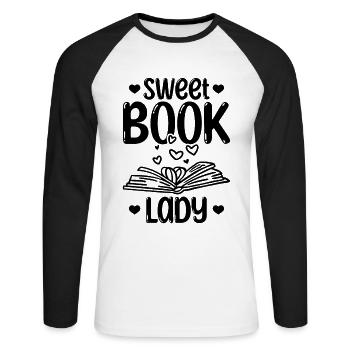 Sweet Book Lady Bookworm Lady Book Lover Book Book - T-shirt baseball manches longues Homme - blanc/noir - Devant - Nik (191cm)