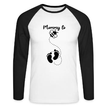 Mommy to Bee Pregnancy Announcement - Bee - Unisex Long Sleeve Baseball T-Shirt - white/black - Front - Nik (191cm)
