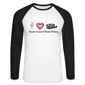 writer producer actor director filmmaker - Unisex Baseballshirt langarm - Weiß/Schwarz - Vorne - Nik (191cm)
