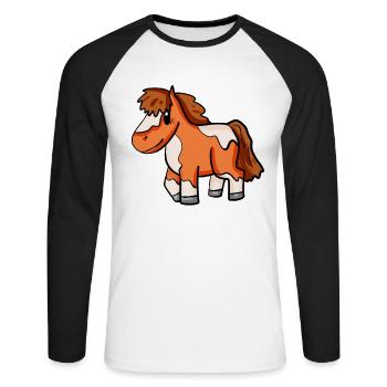 Shetlandpony Pferd - Unisex Baseballshirt langarm - Weiß/Schwarz - Vorne - Nik (191cm)