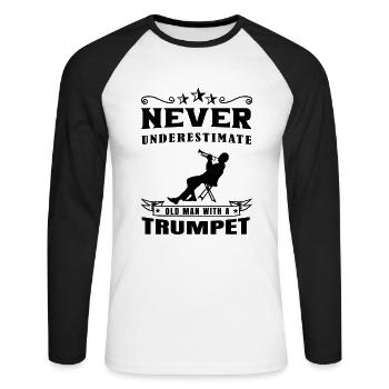 Trompete Trompeter Musiker Trompetenspieler - Unisex Baseballshirt langarm - Weiß/Schwarz - Vorne - Nik (191cm)