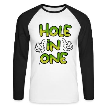 Trou dans un papa et fils correspondants - T-shirt baseball manches longues Homme - blanc/noir - Devant - Nik (191cm)