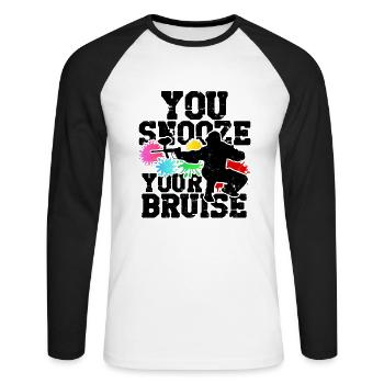 Funny Paintball You Snooze You Bruise - Équipe - T-shirt baseball manches longues Homme - blanc/noir - Devant - Nik (191cm)