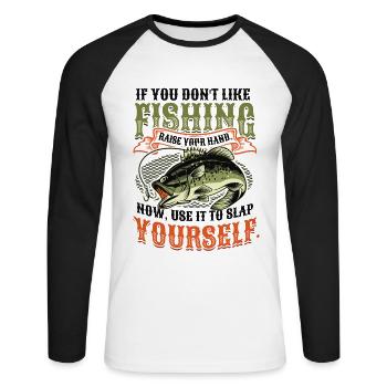 Drôle de pêche en disant Fischer - T-shirt baseball manches longues Homme - blanc/noir - Devant - Nik (191cm)