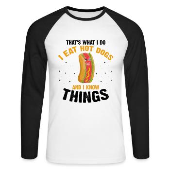 Hot Dog Love et Scientist Sausage Hot dog - T-shirt baseball manches longues Homme - blanc/noir - Devant - Nik (191cm)