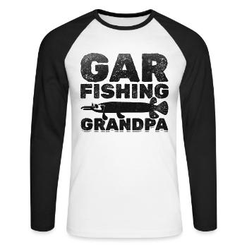 Gar Fishing Opa Garfishing Opa Hornhecht Angeln - Unisex Baseballshirt langarm - Weiß/Schwarz - Vorne - Nik (191cm)