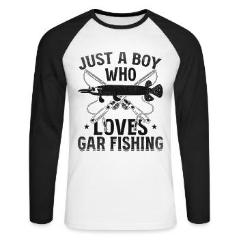 Nur ein Junge, der Gar Fishing Garfish Fishing - Unisex Baseballshirt langarm - Weiß/Schwarz - Vorne - Nik (191cm)