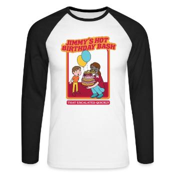 Jimmy's Hot Birthday Bash - That Escalated Quickly - Unisex Long Sleeve Baseball T-Shirt - white/black - Front - Nik (191cm)