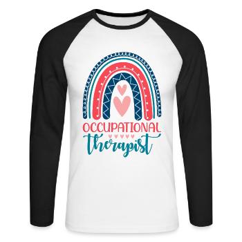 Conception d’ergothérapeutes Pour les travailleurs en thérapie - T-shirt baseball manches longues Homme - blanc/noir - Devant - Nik (191cm)