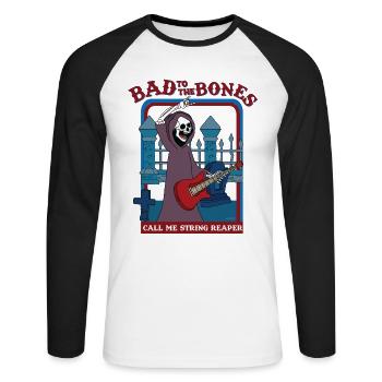 Bad To The Bones - Appelez-moi String Reaper - T-shirt baseball manches longues Homme - blanc/noir - Devant - Nik (191cm)