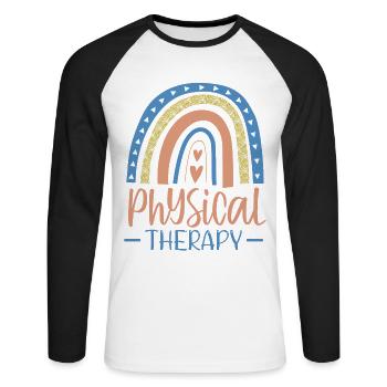 Conception de physiothérapie Pour les physiothérapeutes - T-shirt baseball manches longues Homme - blanc/noir - Devant - Nik (191cm)