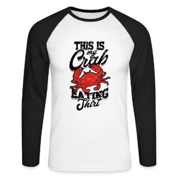C’est ma chemise mangeuse de crabe Crab Eater Fruits de mer - - T-shirt baseball manches longues Homme - blanc/noir - Devant - Nik (191cm)