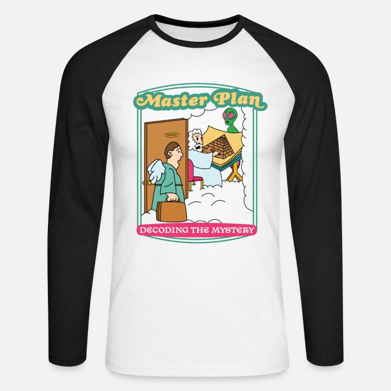 Master Plan - Decoding The Mystery - Unisex Baseballshirt langarm - Weiß/Schwarz