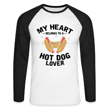 My Heart Belongs to Hot Dog Lover Gift - Unisex Long Sleeve Baseball T-Shirt - white/black - Front - Nik (191cm)