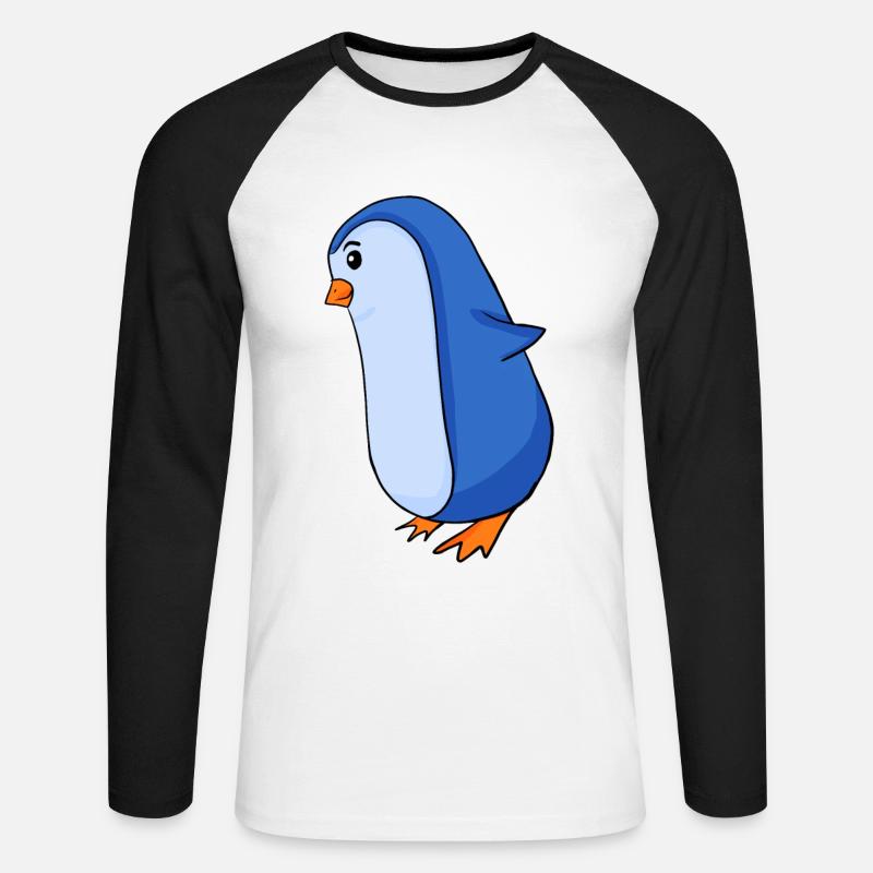 Pinguin - Unisex Baseballshirt langarm - Weiß/Schwarz